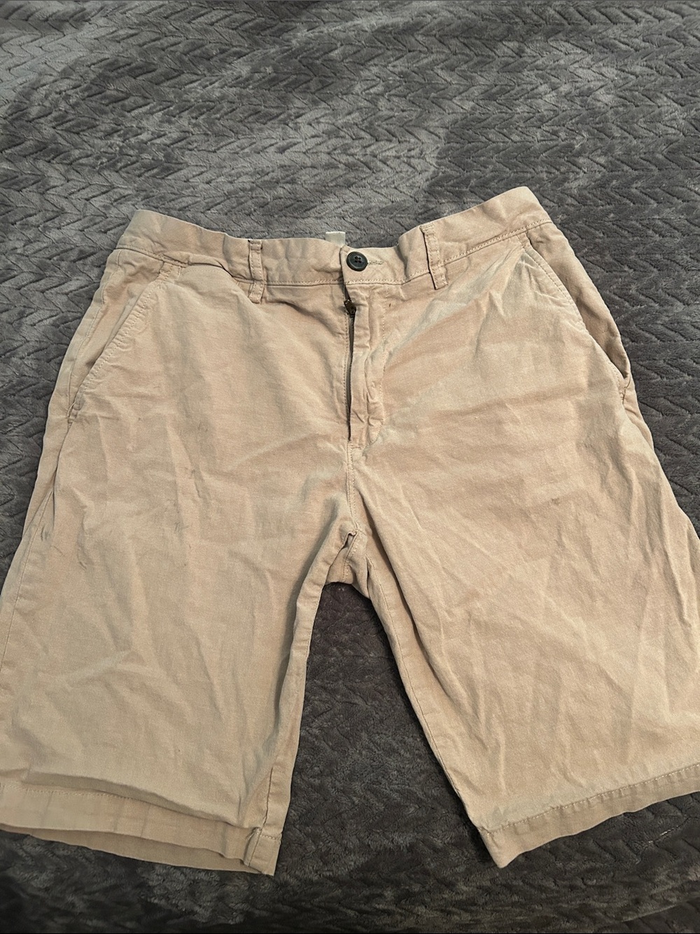 Goodthreads Beige Cotton Shorts with Red Waistband Detail